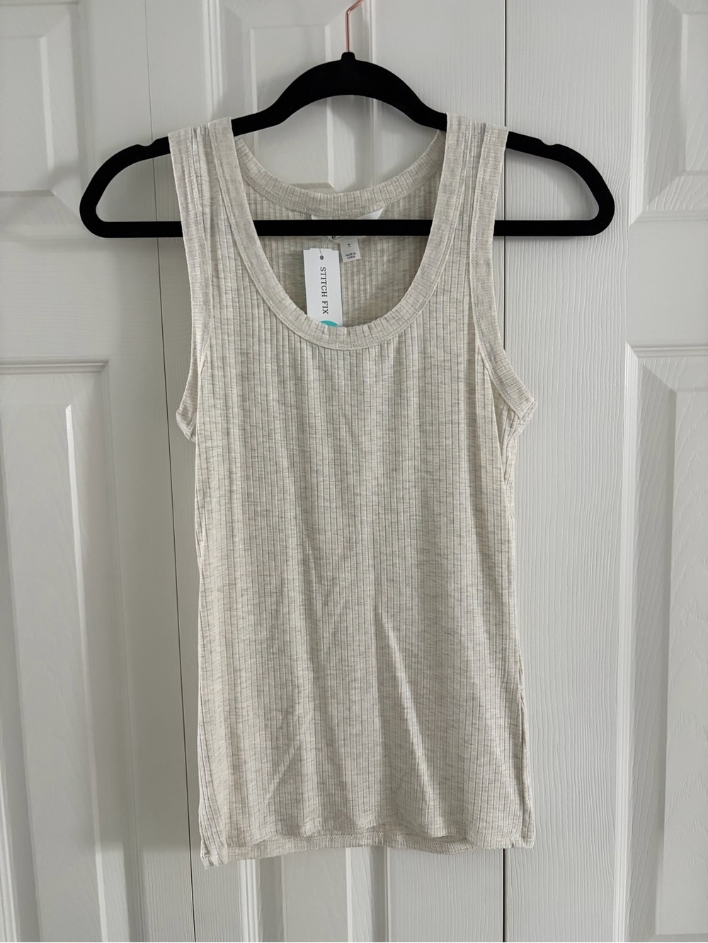 Market & Spruce Cream Ribbed Scoop Neck Tank